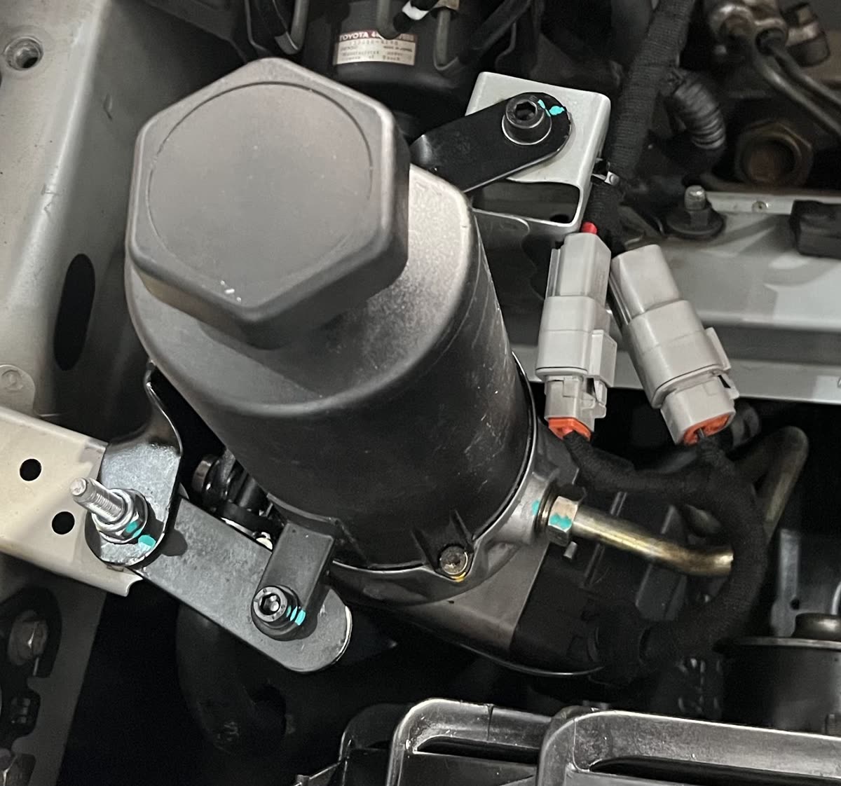 Installed electro-hydraulic power steering pump, photographed by the customer
